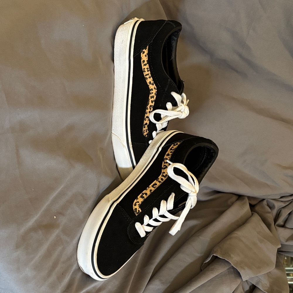Vans Black and Leopard Women's Sneakers